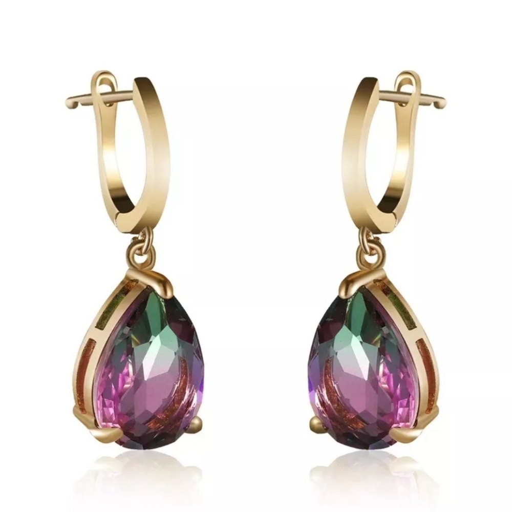 18k Mystic Topaz STAINLESS STEEL GP DROP EARRINGS LEVER BACK